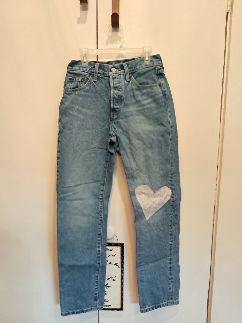 Levi's High-Rise Light Blue Jeans with White Heart